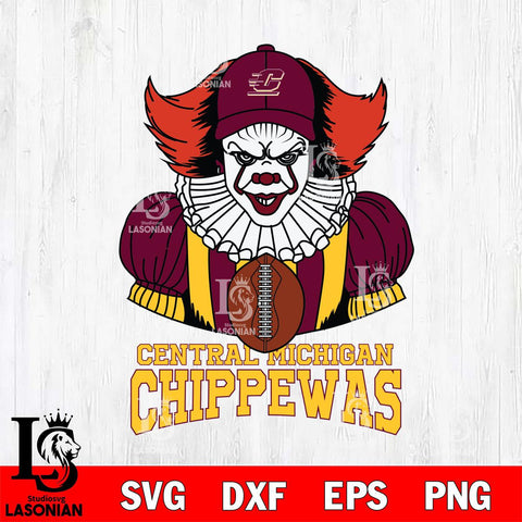 Central Michigan Chippewas Pennywise Horror Sport 9 Svg Eps Dxf Png File, Digital Download
