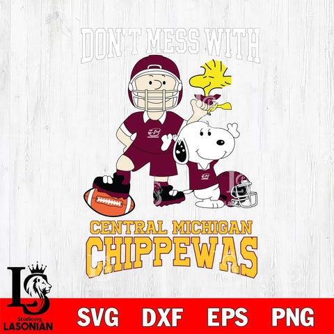 Central Michigan Chippewas Snoopy Dont mess with SVG DXF EPS PNG FILE,Snoopy File Cut, NCAA Digital Download,Instant Download,Christmas Silhouette