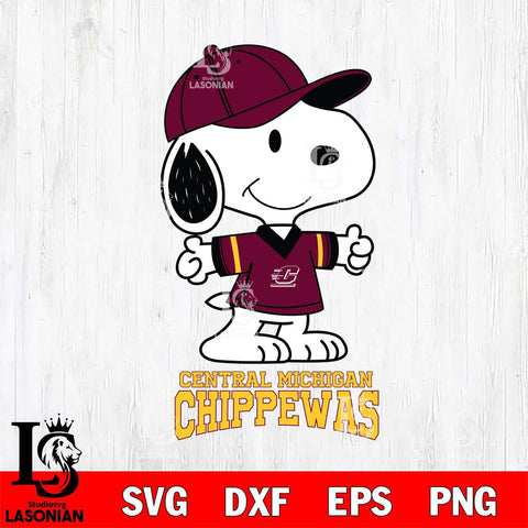Central Michigan Chippewas Snoopy football SVG DXF EPS PNG FILE,Snoopy File Cut, NCAA Digital Download,Instant Download,Christmas Silhouette