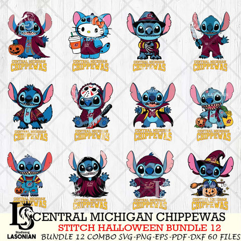 Central Michigan Chippewas Stitch Horror Bundle 12 SVG Svg Eps Dxf Png File, NCAA svg, Digital Download, Instant Download