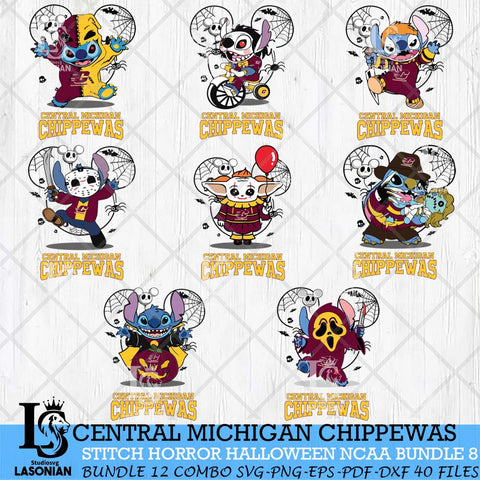 Central Michigan Chippewas Stitch Horror Halloween Bundle NCAA Svg Eps Dxf Png File, Digital Download, Instant Download