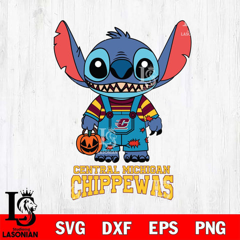 Central Michigan Chippewas Stitch Horror Halloween Svg Eps Dxf Png File, NCAA svg, Digital Download, Instant Download
