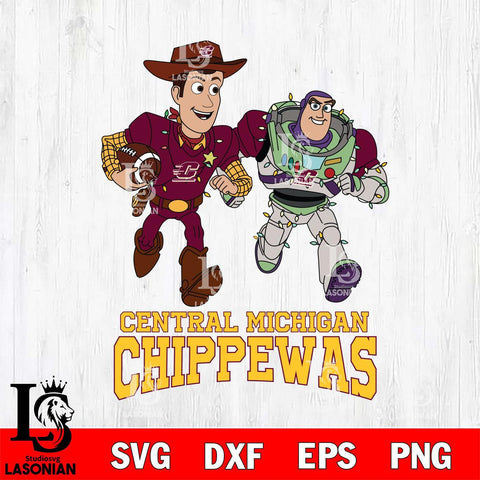 Central Michigan Chippewas Woody & Buzz Lightyear Football Cricut,Christmas SVG DXF EPS PNG FILE, NCAA Digital Download,Instant Download, Silhouette