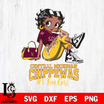 Central Michigan Chippewas #1 Black Fan Girl Betty Boop, Svg Eps Dxf Png File, Digital Download