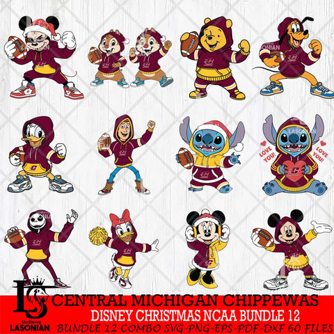 Central Michigan Chippewas  Disney christmas NCAA Bundle File Cut, Bundle NCAA SVG DXF EPS PNG FILE, Digital Download , Criucut , Silhouette