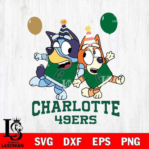 Charlotte 49ers Bluey & Bingo 2 Svg Eps Dxf Png File, NCAA svg, Digital Download, Instant Download