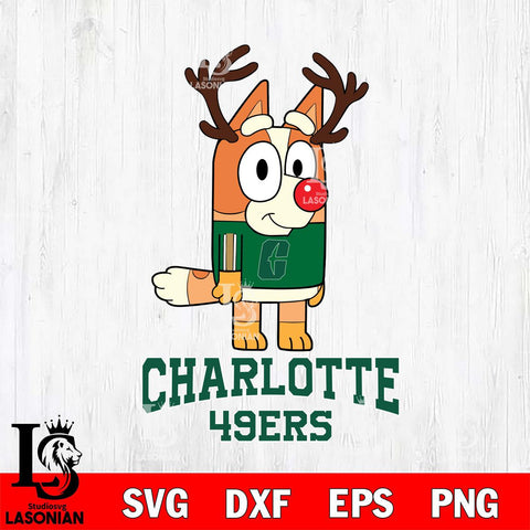 Charlotte 49ers Bluey Chilli Christmas Deer Svg Eps Dxf Png File, Digital Download