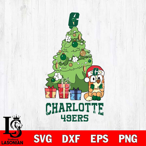 Charlotte 49ers Bluey Chilli Christmas Tree Svg Eps Dxf Png File, Digital Download