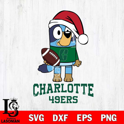 Charlotte 49ers Bluey Christmas Svg Eps Dxf Png File, Digital Download