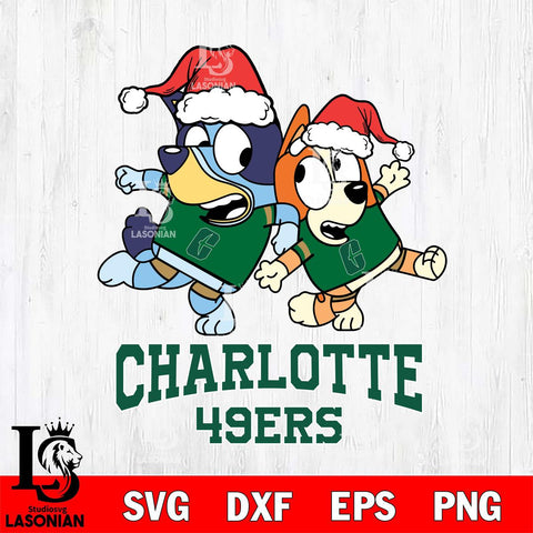 Charlotte 49ers Bluey Christmas Holiday Svg Eps Dxf Png File, Digital Download
