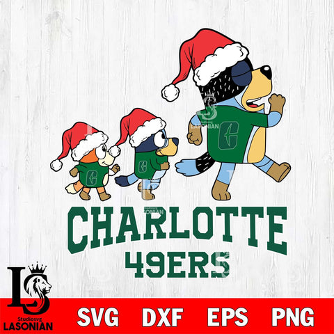 Charlotte 49ers Bluey Family Christmas Svg Eps Dxf Png File, Digital Download