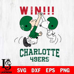 Charlotte 49ers Charlie Brown and Snoopy Win Svg Eps Dxf Png File, NCAA svg , Digital Download , Instant Download, Cricut File