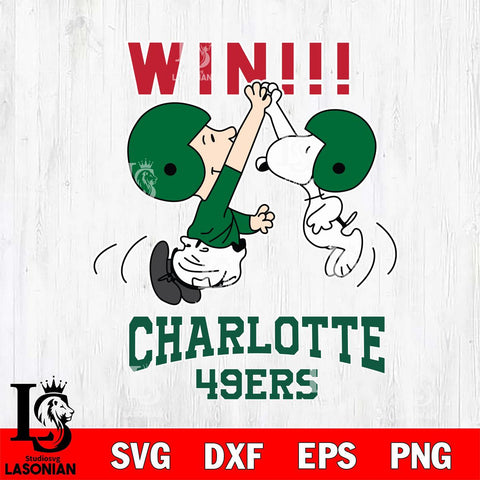 Charlotte 49ers Charlie Brown and Snoopy Win Svg Eps Dxf Png File, NCAA svg , Digital Download , Instant Download, Cricut File