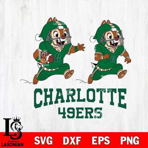 Charlotte 49ers Chip & Dale Football Cricut,Christmas SVG DXF EPS PNG FILE, NCAA Digital Download,Instant Download, Silhouette