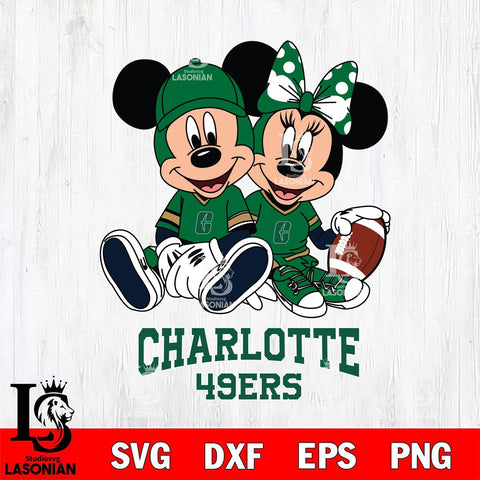 Charlotte 49ers Disney Mickey And Minnie Football Svg Eps Dxf Png File, NCAA svg , Digital Download , Instant Download, Cricut File