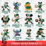Charlotte 49ers Disney NCAA Bundle Svg PNG 12 Svg Eps Dxf Png File, Digital Download