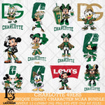 Charlotte 49ers Disney character NCAA Bundle 12 Svg Eps Dxf Png File, Digital Download, Instant Download