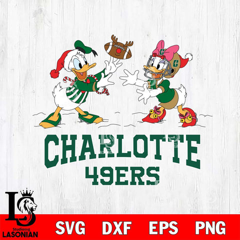 Charlotte 49ers Donald Duck & Daisy Duck Football Cricut,Christmas SVG DXF EPS PNG FILE, NCAA Digital Download,Instant Download, Silhouette