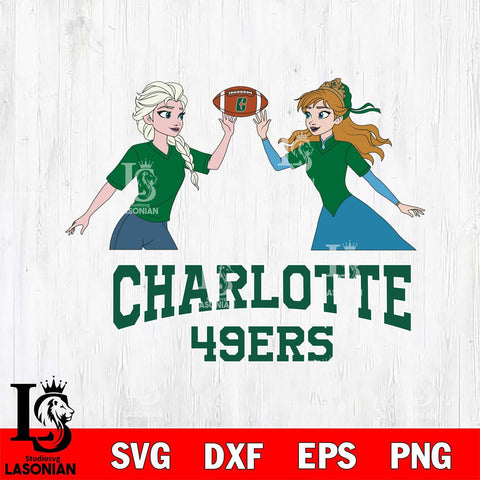 Charlotte 49ers Elsa & Anna Football Cricut,Christmas SVG DXF EPS PNG FILE, NCAA Digital Download,Instant Download, Silhouette