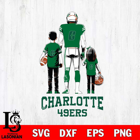 Charlotte 49ers Father And Child Football SVG DXF EPS PNG FILE,NCAA SVG, Father day Digital Download,Instant Download, Silhouette
