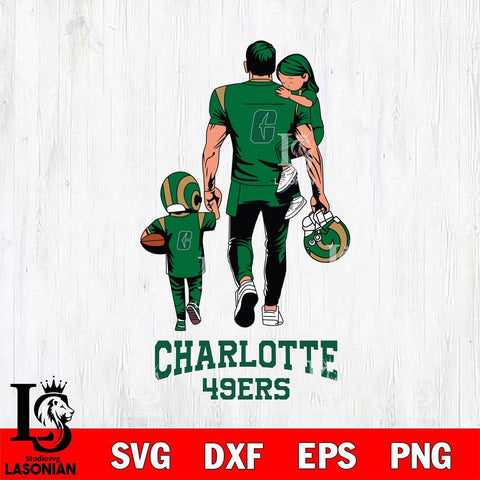 Charlotte 49ers Father And Son Football SVG DXF EPS PNG FILE,NCAA SVG, Father day Digital Download,Instant Download, Silhouette