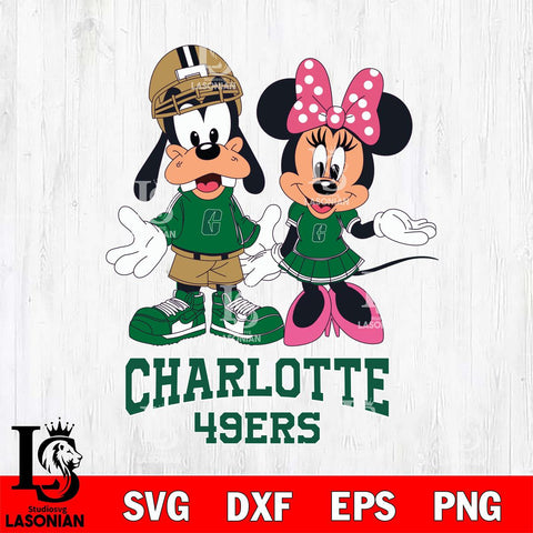 Charlotte 49ers Goofy and Minnie mouse Football SVG DXF EPS PNG FILE,NCAA svg ,Football Digital Download,Instant Download, Silhouette