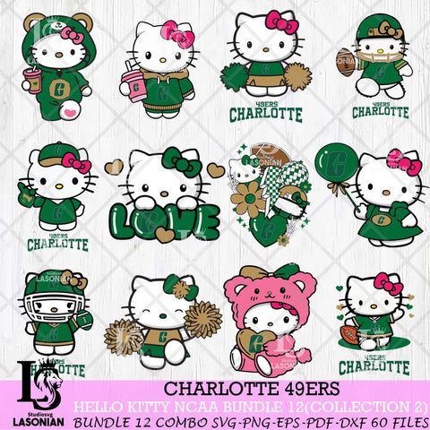 Charlotte 49ers Hello Kitty Bundle 12 SVG Svg Eps Dxf Png File, Digital Download, Instant Download