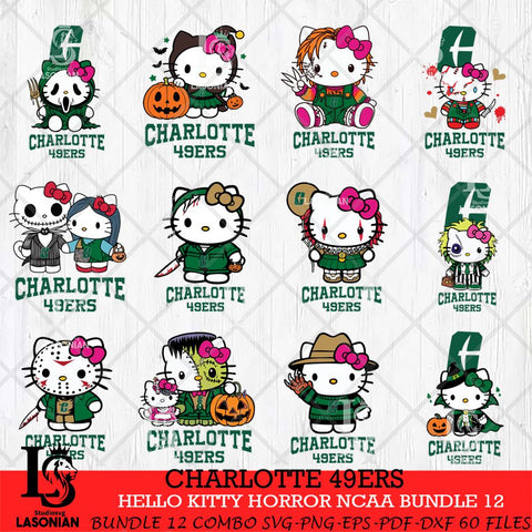 Charlotte 49ers Hello Kitty Horror NCAA Bundle 12 SVG Svg Eps Dxf Png File, Digital Download