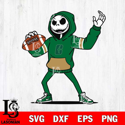 Charlotte 49ers Jack Skellington Football Christmas File Cut, NCAA SVG DXF EPS PNG FILE, Digital Download , Criucut , Silhouette