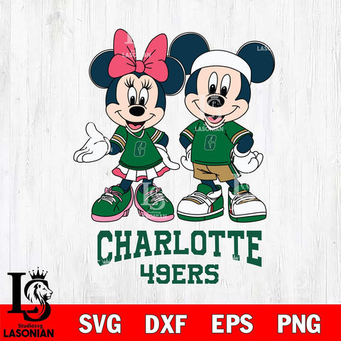 Charlotte 49ers Mickey And Minnie Football Svg Eps Dxf Png File, NCAA svg , Digital Download , Instant Download, Cricut File