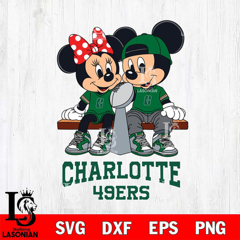 Charlotte 49ers Mickey And Minnie Football Champions Svg Eps Dxf Png File, NCAA svg , Digital Download , Instant Download, Cricut File