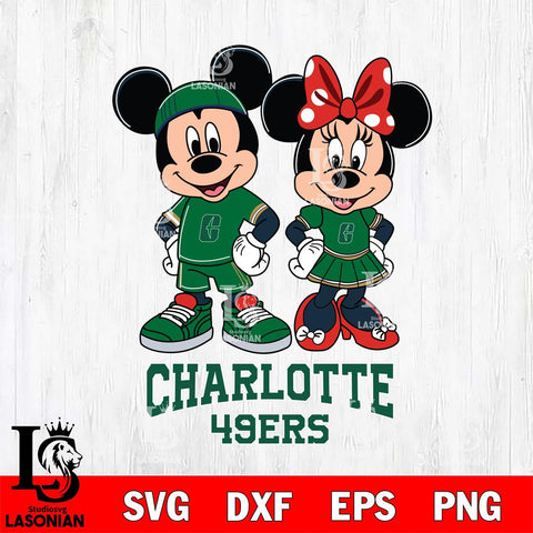Charlotte 49ers Mickey And Minnie Rugby Svg Eps Dxf Png File, NCAA svg , Digital Download , Instant Download, Cricut File