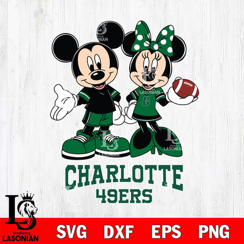 Charlotte 49ers Mickey Minnie Football Svg Eps Dxf Png File, NCAA svg , Digital Download , Instant Download, Cricut File
