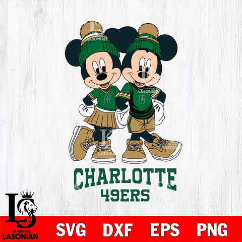 Charlotte 49ers Mickey Minnie Valentine Football Svg Eps Dxf Png File, NCAA svg , Digital Download , Instant Download, Cricut File