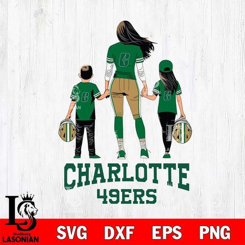 Charlotte 49ers Mother and son Rugby SVG DXF EPS PNG FILE,NCAA SVG, Father day Digital Download,Instant Download, Silhouette