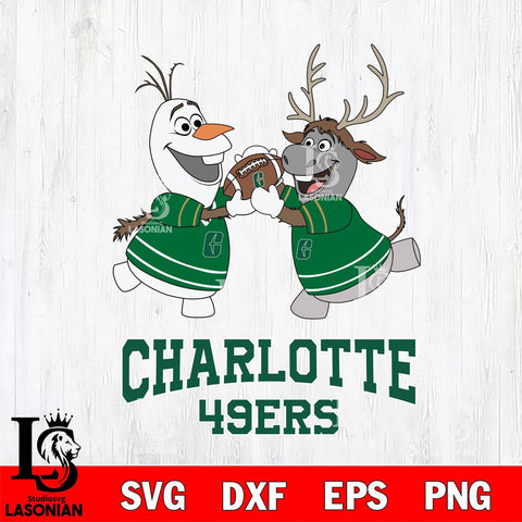 Charlotte 49ers Olaf & Sven Football Cricut,Christmas SVG DXF EPS PNG FILE, NCAA Digital Download,Instant Download, Silhouette