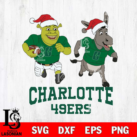 Charlotte 49ers Shrek and Donkey Football Cricut,Christmas SVG DXF EPS PNG FILE, NCAA Digital Download,Instant Download, Silhouette