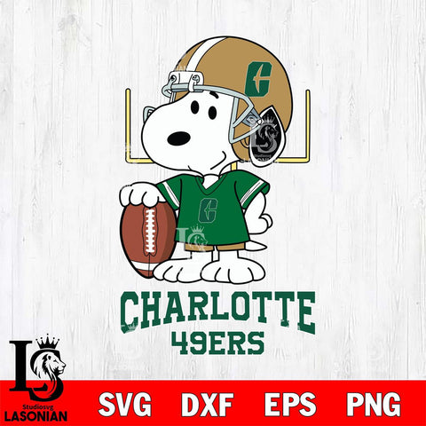 Charlotte 49ers Snoopy Player Football SVG DXF EPS PNG FILE,Snoopy File Cut, NCAA Digital Download,Instant Download,Christmas Silhouette