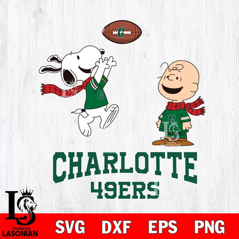 Charlotte 49ers Snoopy & Charlie Brown Football Cricut,Christmas SVG DXF EPS PNG FILE, NCAA Digital Download,Instant Download, Silhouette