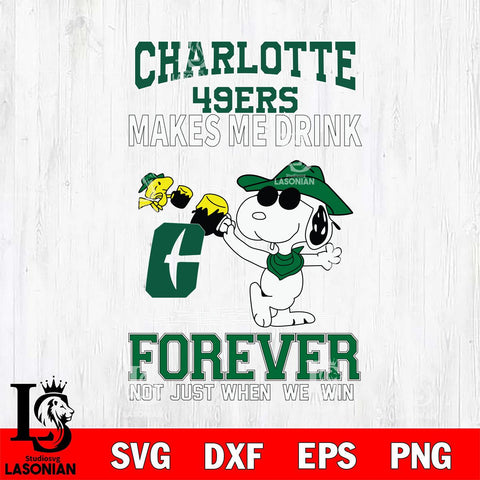 Charlotte 49ers Snoopy makes me drink forever SVG DXF EPS PNG FILE,Snoopy File Cut, NCAA Digital Download,Instant Download,Christmas Silhouette