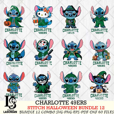 Charlotte 49ers Stitch Horror Bundle 12 SVG Svg Eps Dxf Png File, NCAA svg, Digital Download, Instant Download