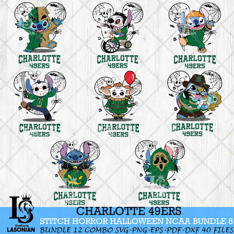Charlotte 49ers Stitch Horror Halloween Bundle NCAA Svg Eps Dxf Png File, Digital Download, Instant Download