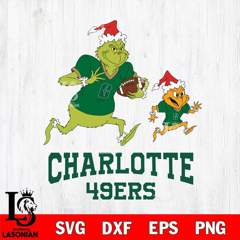 Charlotte 49ers The Grinch & Max Football Cricut,Christmas SVG DXF EPS PNG FILE, NCAA Digital Download,Instant Download, Silhouette