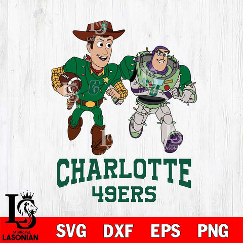 Charlotte 49ers Woody & Buzz Lightyear Football Cricut,Christmas SVG DXF EPS PNG FILE, NCAA Digital Download,Instant Download, Silhouette