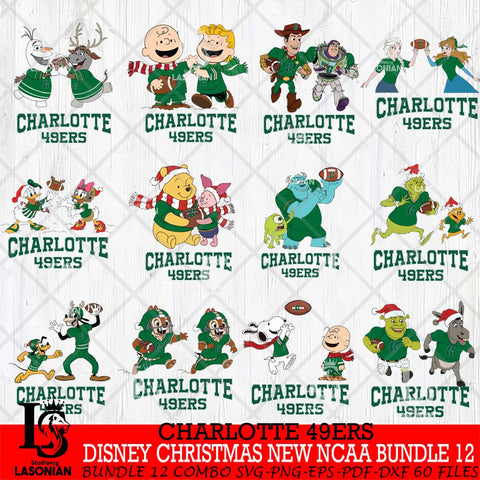 Charlotte 49ers  Disney Christmas New NCAA Bundle 12 Cricut,Christmas SVG DXF EPS PNG FILE, BUNDLE NCAA Digital Download,Instant Download, Silhouette