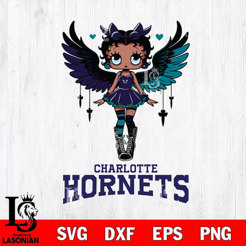 Charlotte Hornets Anglel Black Fan Girl Betty Boop