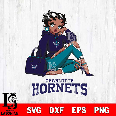 Charlotte Hornets Awesome Black Fan Girl Betty Boop