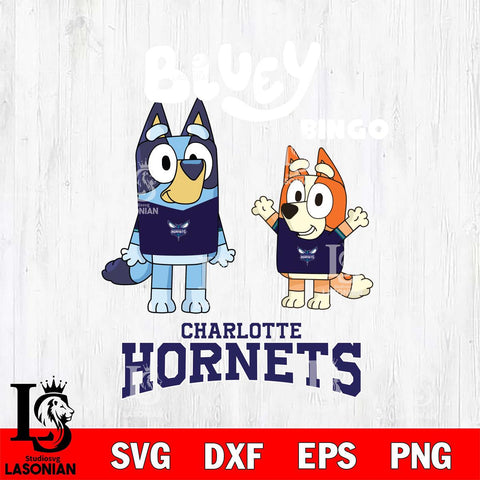 Charlotte Hornets Bluey & Bingo 4 Svg Eps Dxf Png File, NBA svg, Digital Download, Instant Download