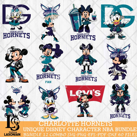 Charlotte Hornets Disney character NBA Bundle 12 Svg Eps Dxf Png File, Digital Download, Instant Download