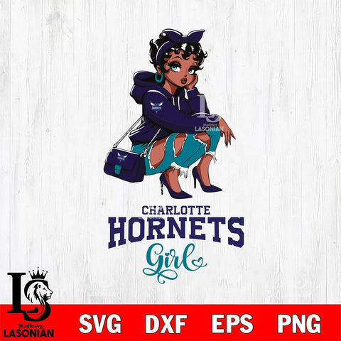 Charlotte Hornets Fashion Black Fan Girl Betty Boop